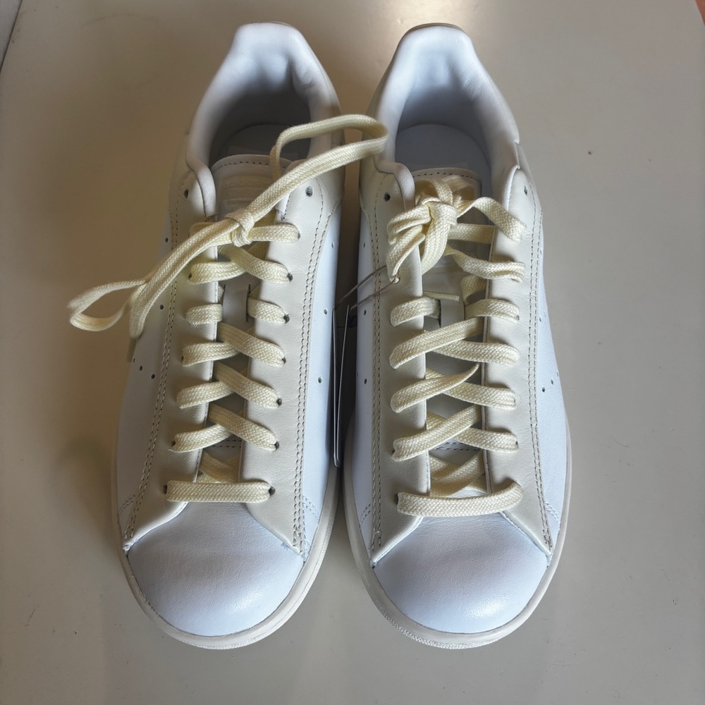 adidas Stan Smith White Leather Sneakers with Cream Laces